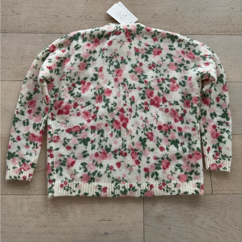 NWT SEZANE Amaya Wool Floral Jumper ecru multi S mohair - Picture 7 of 10